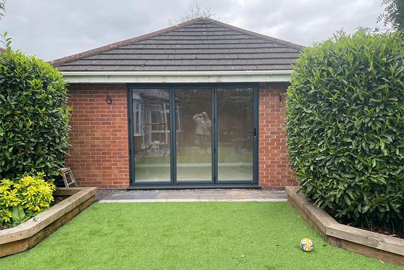 Garage conversion to garden bar in Newton Le Willows