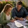 Couple reviewing home remodeling plans