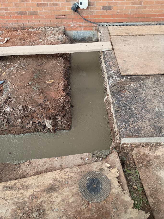 Strip foundation ready to build wrap around extension
