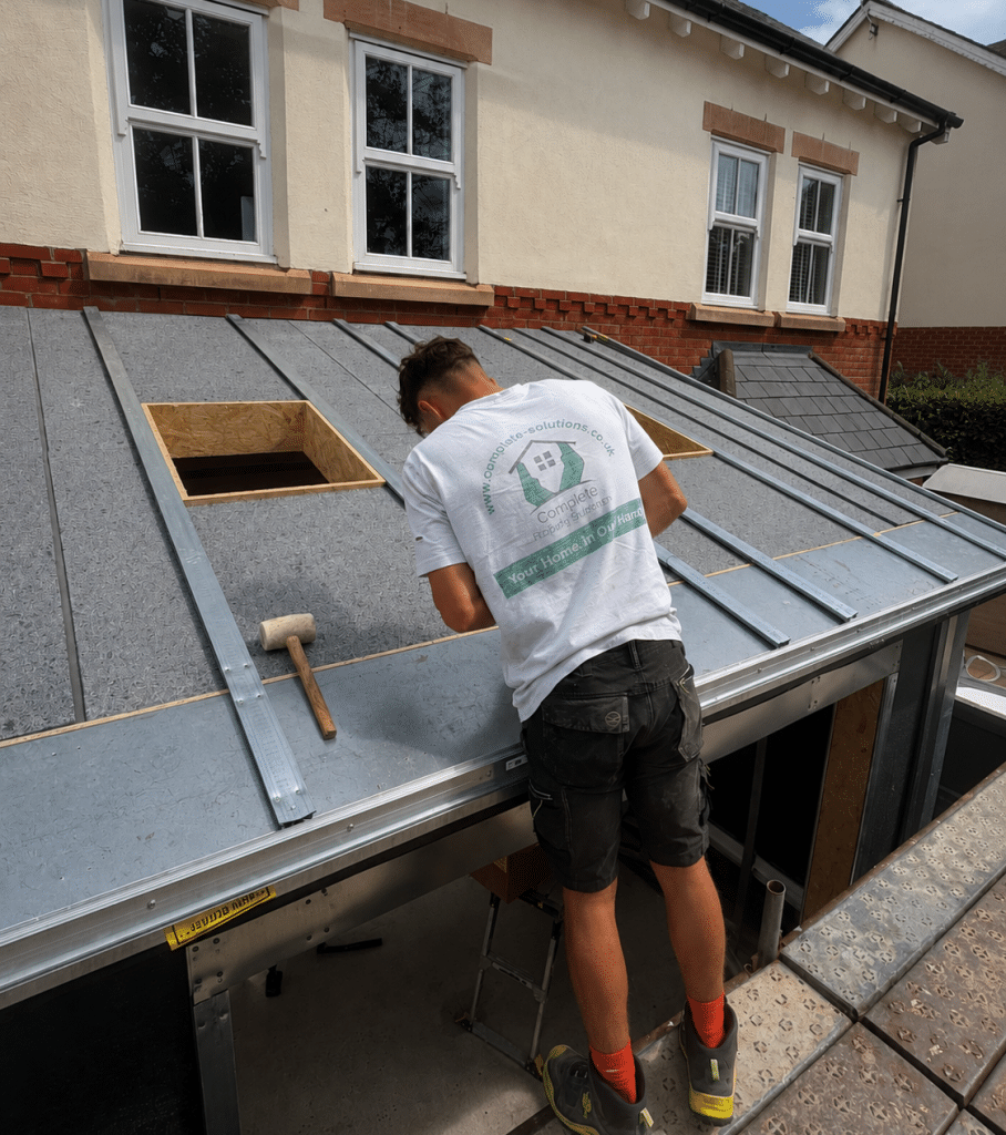 UltraRoof lightweight tiled roof being installed on a HUP! extension in Altrincham.