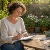 Woman writing house extension design brief