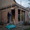 Suburban house under rear extension construction