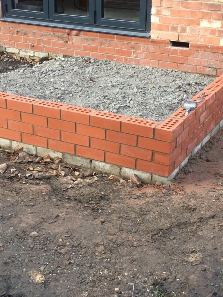 Brickwork base preparation for a house extension by Complete Property Solutions