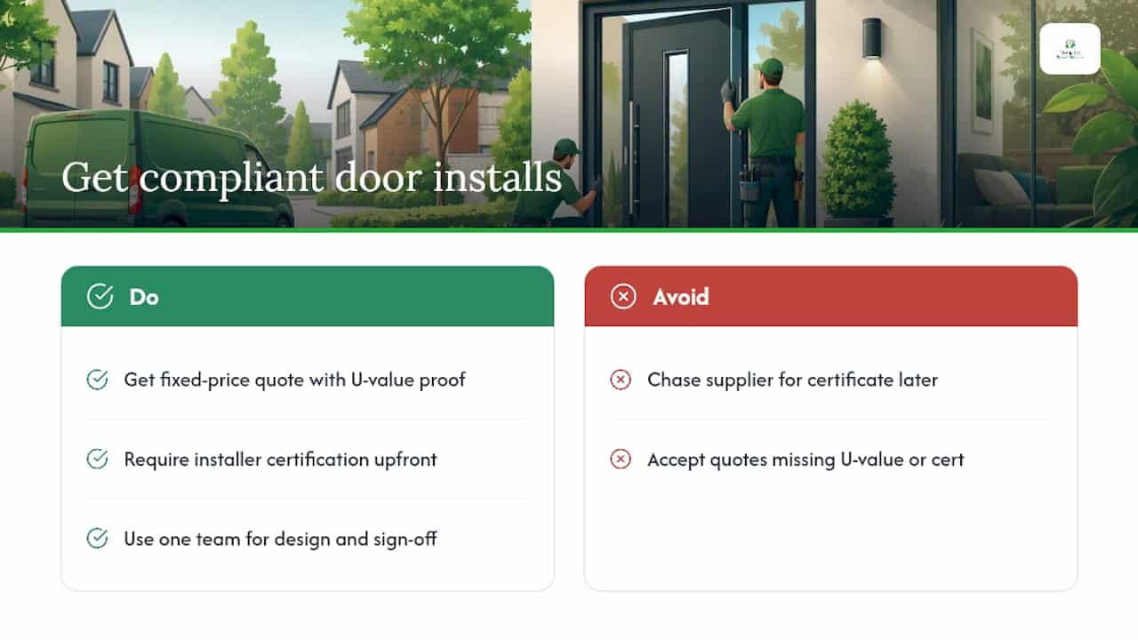 How we can help with compliant, fixed-price door installation — overview diagram