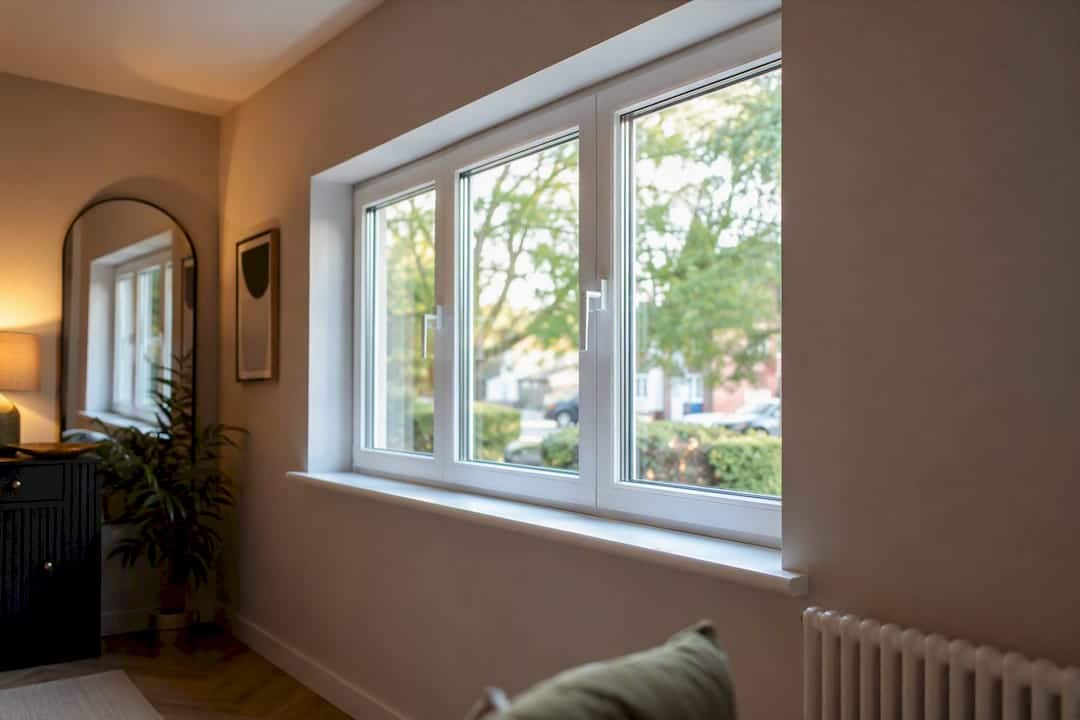 Double-glazed window in converted garage room