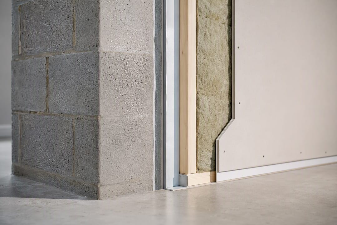 Cutaway showing insulated party wall junction