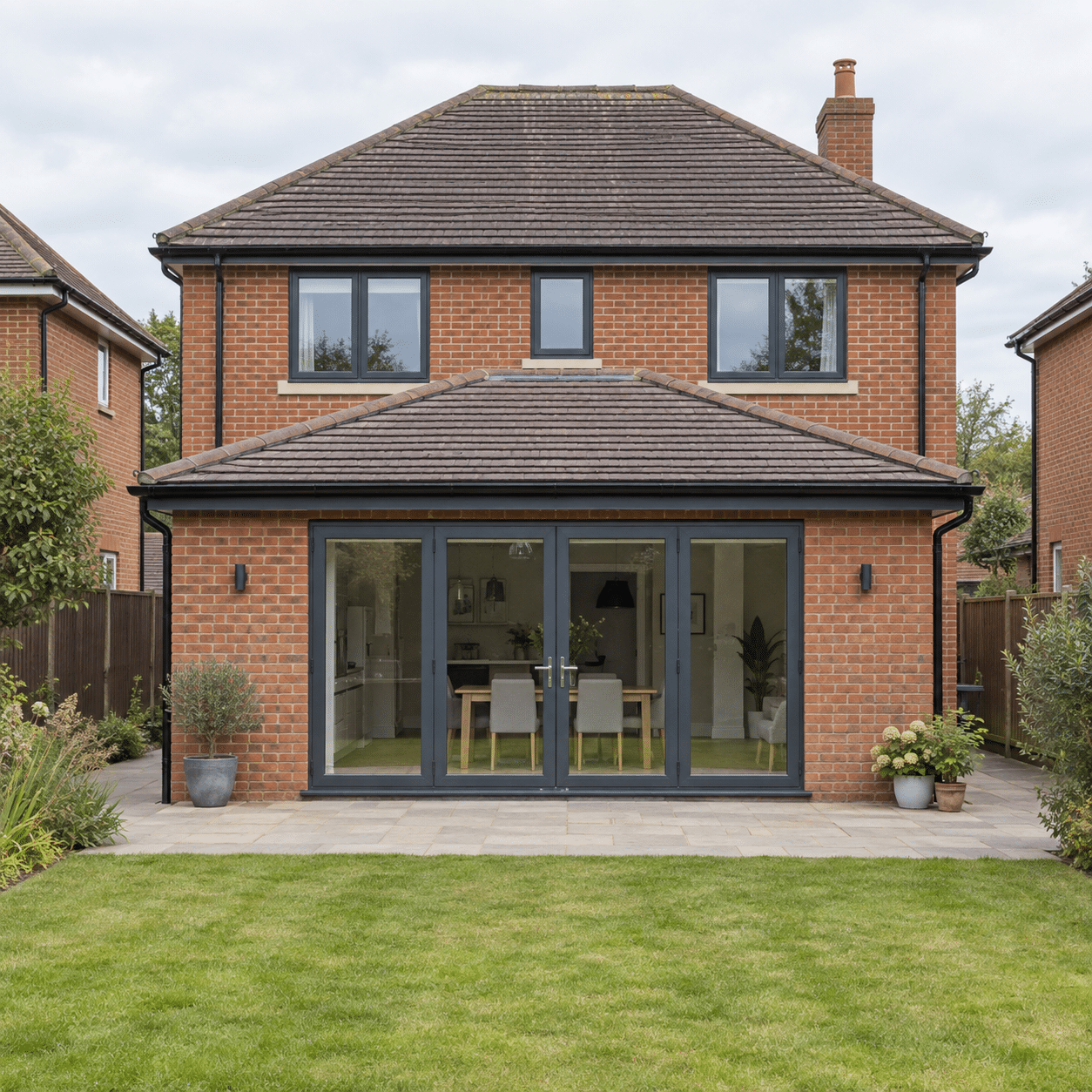 Single-storey extension (hipped roof)