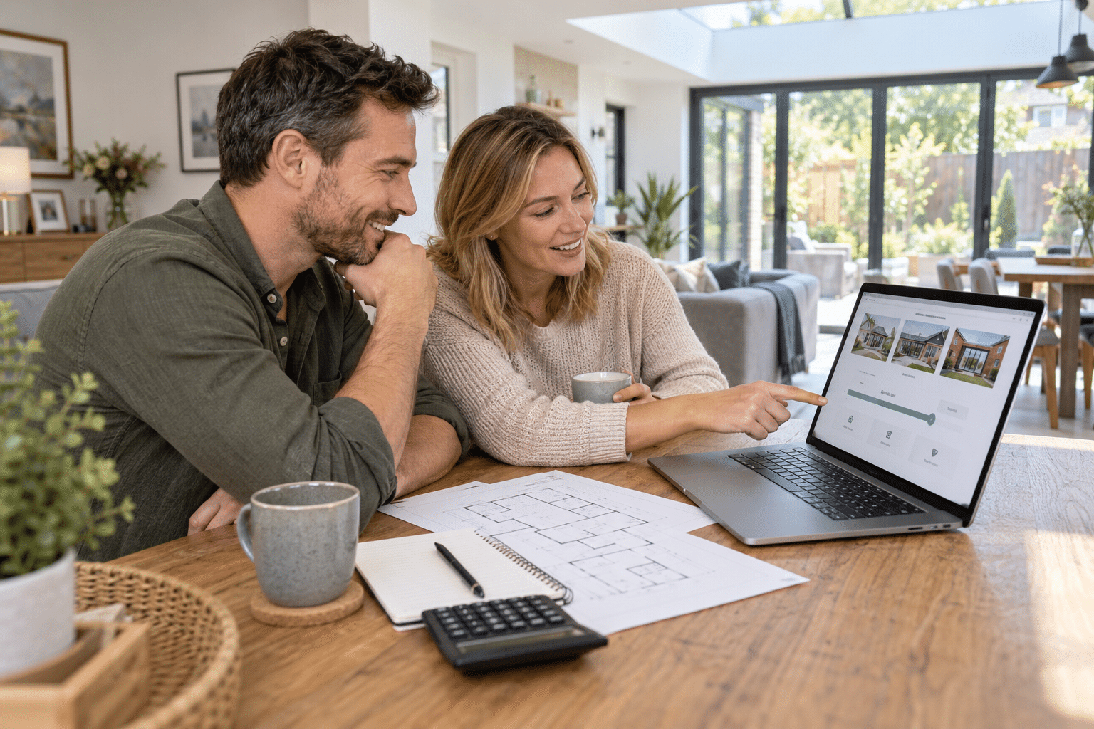 couple looking at extension quote guide