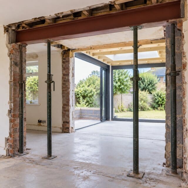 Remove rear wall and install steel