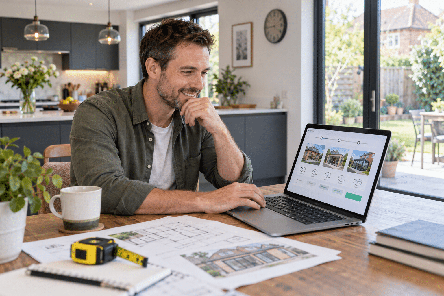 man looking at extension quote guide