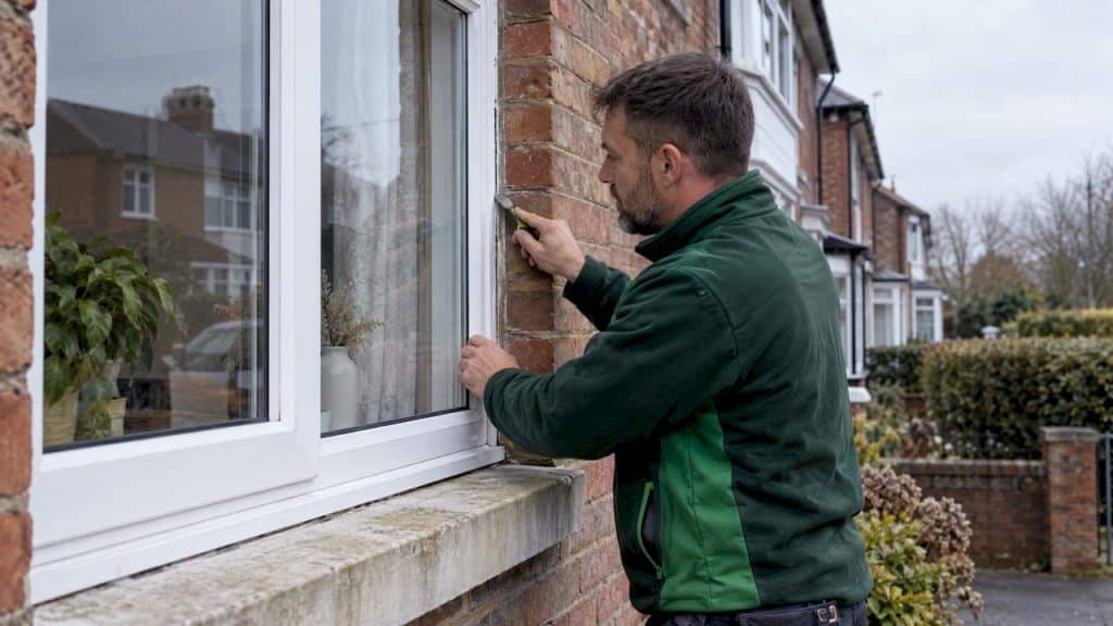 Installer fitting a modern replacement window