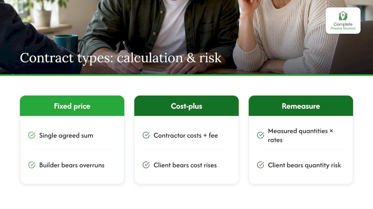 Comparison of three building contract pricing methods
