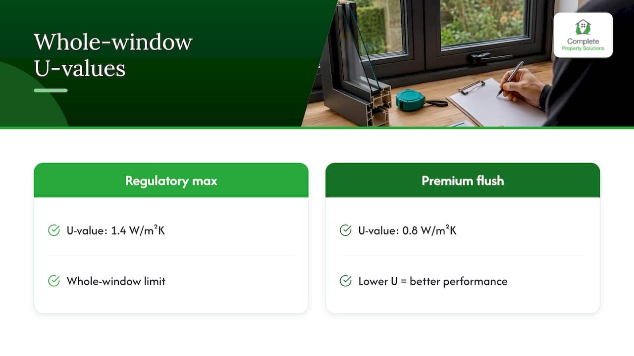 U-value comparison for flush casement windows