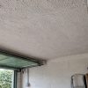 Intact textured ceiling inside a domestic garage