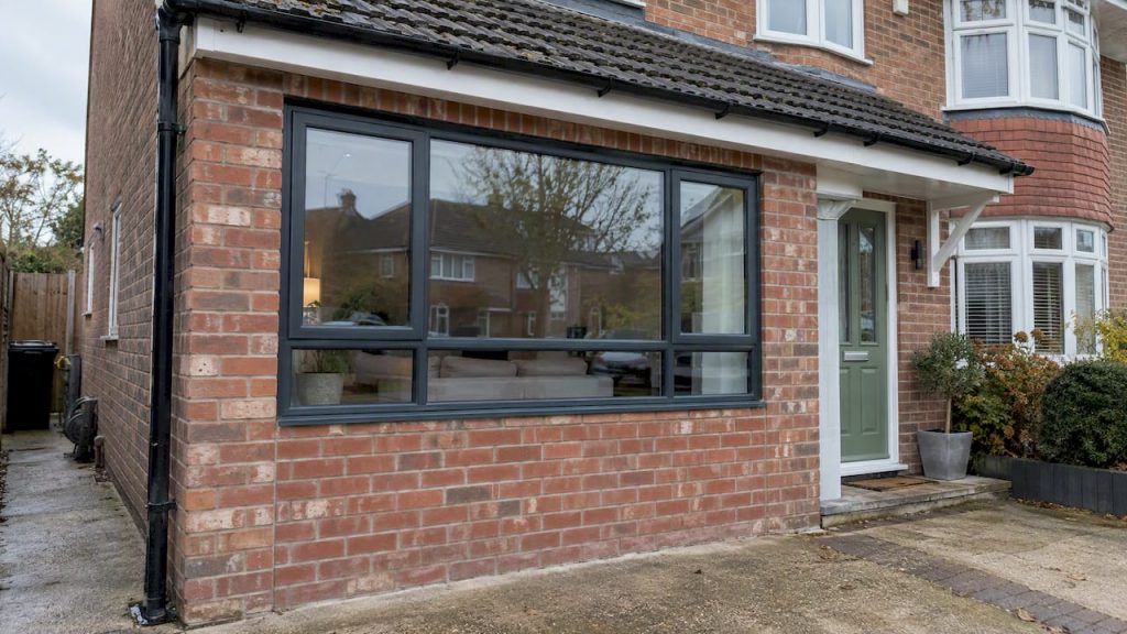 New window in a converted garage opening