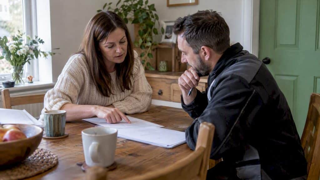 Homeowner reviewing a builder's written quote